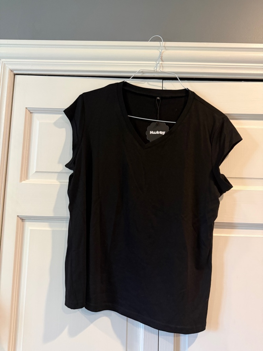 Women’s Black V-Neck Cap Sleeve Top